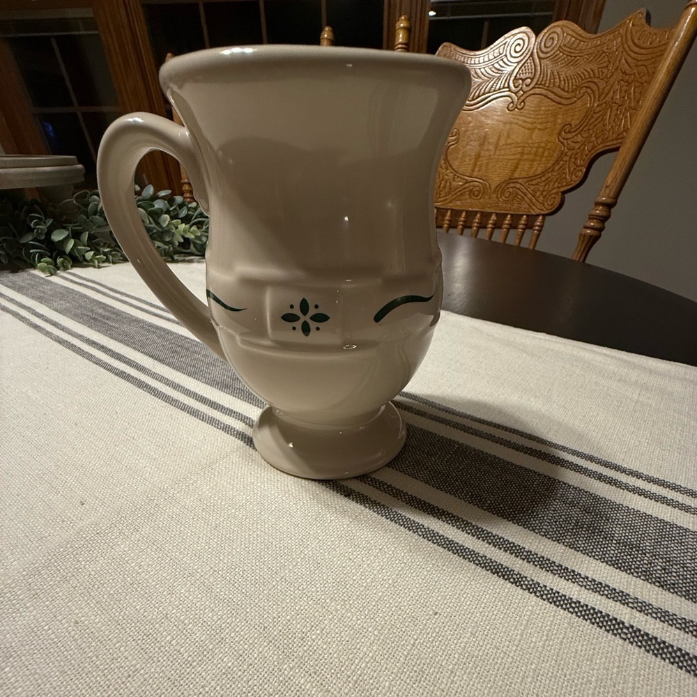Longaberger Woven Traditions footed grand mug, classic GREEN